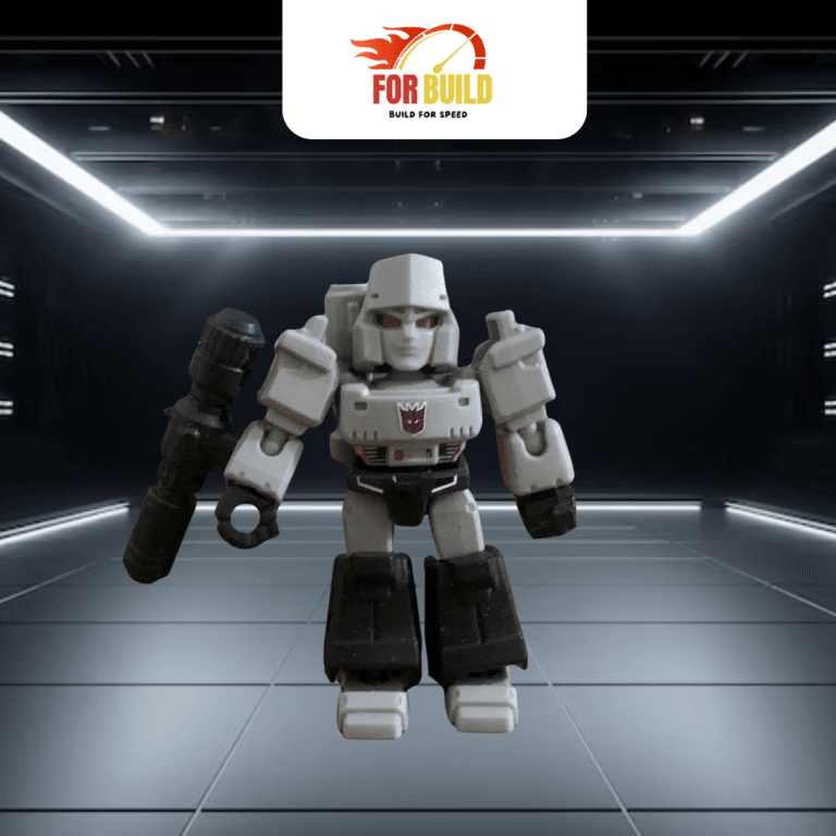 Mô hình robot trắng đen cầm pháo For Build, thiết kế hiện đại, màu sắc đơn giản nhưng mạnh mẽ, phù hợp sưu tầm và trang trí.