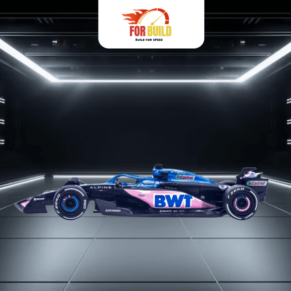 Mô hình xe F1 Alpine BWT màu xanh hồng For Build, thiết kế nổi bật, phong cách tốc độ, phù hợp sưu tầm, trưng bày và làm quà tặng.