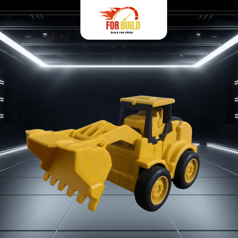 Mô hình xe xúc công trình màu vàng For Build, thiết kế sinh động, phù hợp cho trẻ em chơi sáng tạo, trưng bày hoặc làm quà tặng.