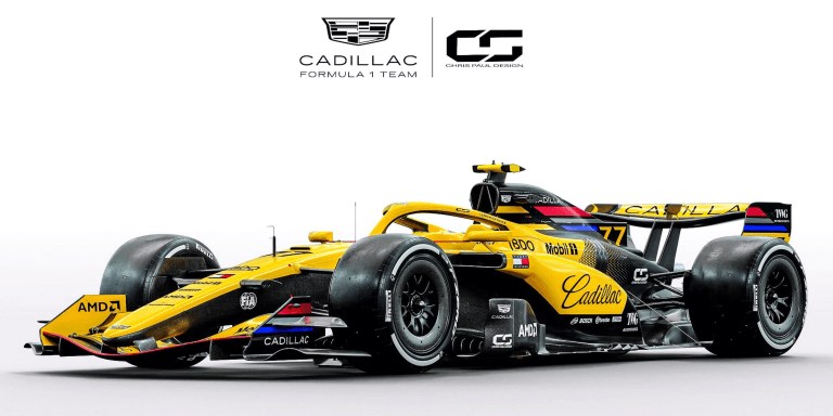 Mô hình xe đua Cadillac F1 thiết kế thể thao, hiện đại, nổi bật với phong cách tốc độ, phù hợp để trưng bày, sưu tầm hoặc làm quà tặng cho người yêu Formula 1.