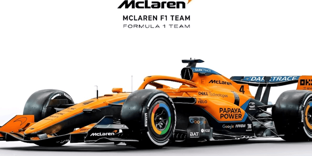Xe đua McLaren MCL40 mùa giải Formula 1 2026 với thiết kế thể thao, hiện đại, nổi bật phong cách tốc độ, phù hợp cho người yêu thích F1 và xe đua.